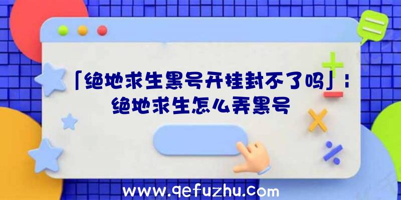 「绝地求生黑号开挂封不了吗」|绝地求生怎么弄黑号